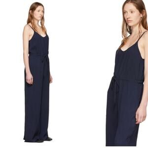 Raquel Allegra Bianca Jumpsuit Sleeveless Navy Rayon Size 1